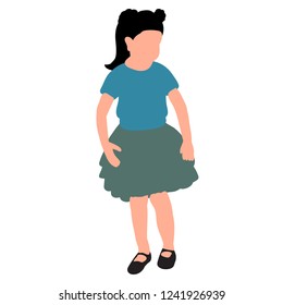 vector, on white background, faceless child, girl in dress