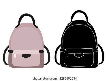 vector, on a white background, a fashionable female backpack