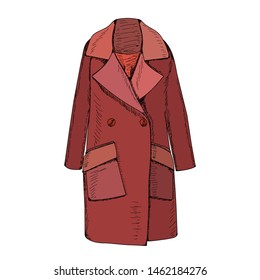 vector, on a white background. female fashionable coat, autumn