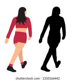 vector, on a white background, flat style, girl goes