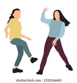 vector, on a white background, flat style, girl dancing