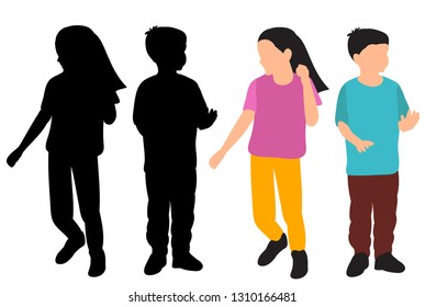 vector, on white background, flat style, kids