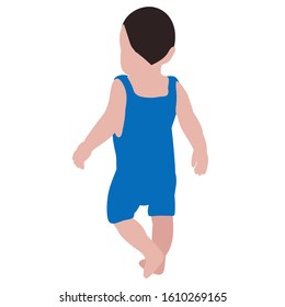 vector, on a white background, flat style baby is walking, no face