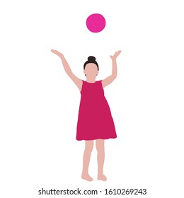 vector, on a white background, flat style child plays with a ball