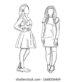 vector, en un fondo blanco, chica de sketch, mujer, novia