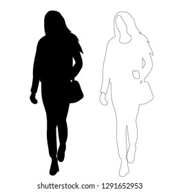 vector on a white background girl goes black silhouette