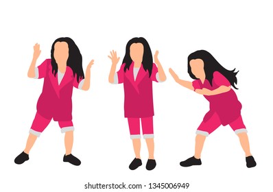vector, on a white background girl dancing, set