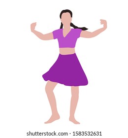 vector, on a white background, a girl in a flat style is dancing
