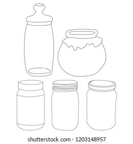 vector, on white background glass jar contour