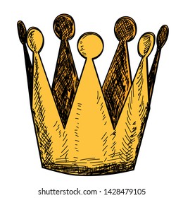 vector, on a white background, golden crown, icon, lines