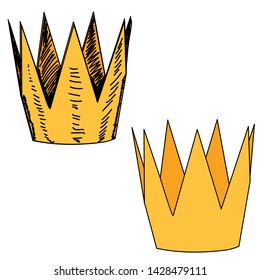 vector, on a white background, golden crown, icon, lines