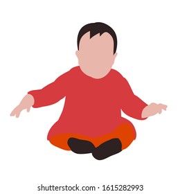 vector, on a white background, infant boy sitting, flat style, no face