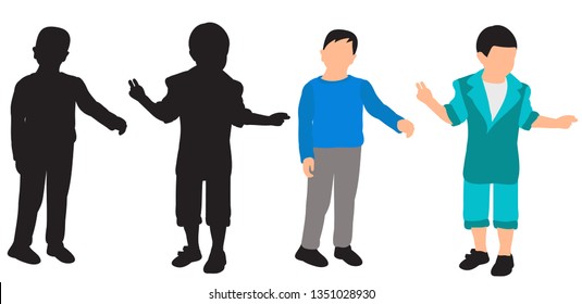 vector, on a white background, kids boy