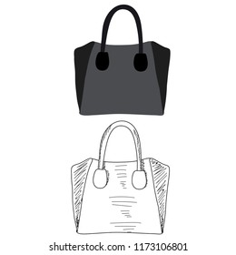 vector, on white background, lady's handbag