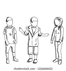 vector, on a white background, lines, sketch, kids