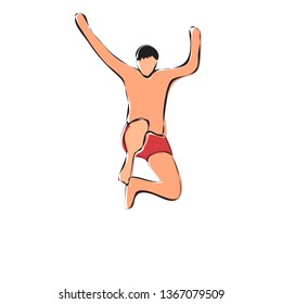 vector, on a white background, man jumps, contour