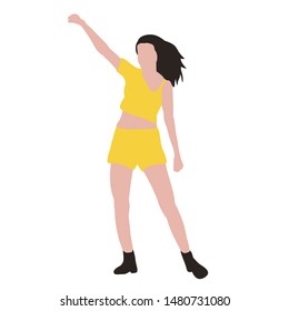 vector, on a white background, man without face, dancing girl
