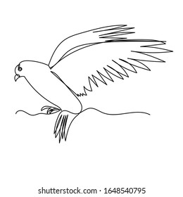 vector, sobre un fondo blanco, un dibujo de línea de un pájaro que vuela