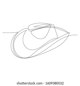 vector, on a white background, one-line drawing of a hat