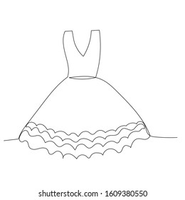 vector, on a white background, one-line drawing of a dress