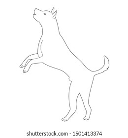 vector, on a white background, outline, sketch dog