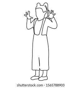 vector, on a white background, outline dancing child dance sketch, isolated