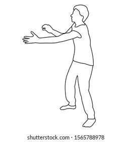 vector, on a white background, outline, sketch guy, man