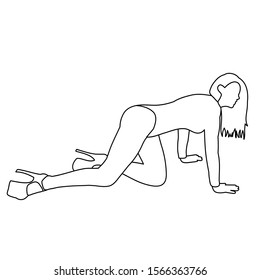 vector, on a white background, outline, sketch of a sexy girl