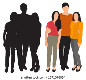 vector, on a white background, people in a flat style, without a face, silhouette