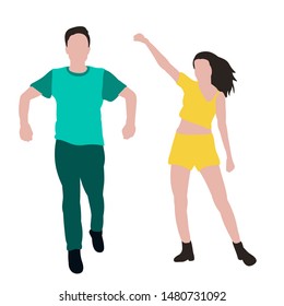 vector, on a white background, people without a face dance