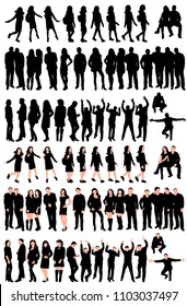 vector, on white background, set of people silhouettes