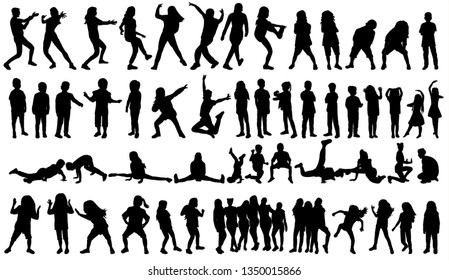 vector, on a white background, set, collection of silhouettes of dancing people