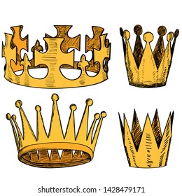 vector, on a white background, set, collection golden crown