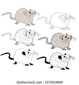 vector, on a white background, set of rats, mouse, rodents, collection