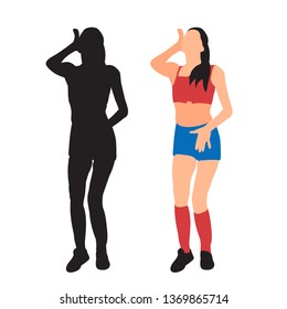 vector, on a white background, sexy dancing girl, silhouette