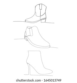 vector, on a white background, shoes continuous line drawing