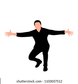 vector, on white background, silhouette man hands in hand