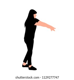 vector, on white background, silhouette of a girl pulling her hands