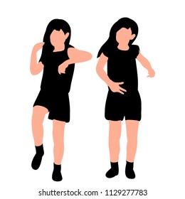 vector, on white background, silhouette baby girl dancing