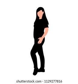 vector, on white background, silhouette girl