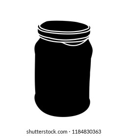 vector, on white background, silhouette of glass jar with lid