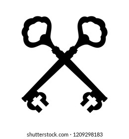 vector, on a white background, silhouette of two old key
