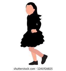 vector, on a white background, silhouette of a girl in a dress