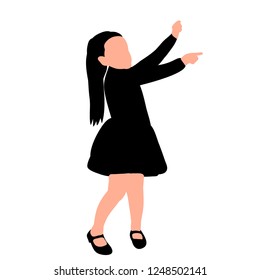 vector on white background silhouette of a little girl rejoices