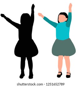 vector, on a white background, silhouette of a child, faceless girl