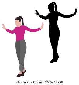 vector, on a white background, a silhouette of a girl standing