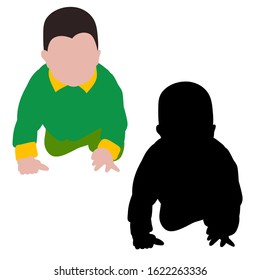 vector, on a white background, silhouette baby creeps