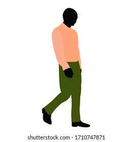 vector, on a white background, a silhouette of a man in colored clothes