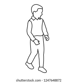 vector, on a white background, sketch, simple lines, the boy is walking