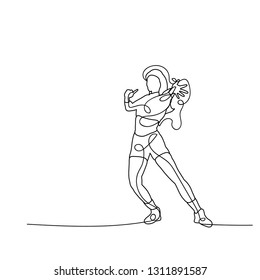 vector, on a white background, sketch, girl dancing